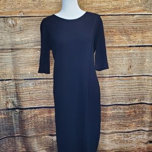 MM Lafleur Black Ribbed Textured Dress Medium